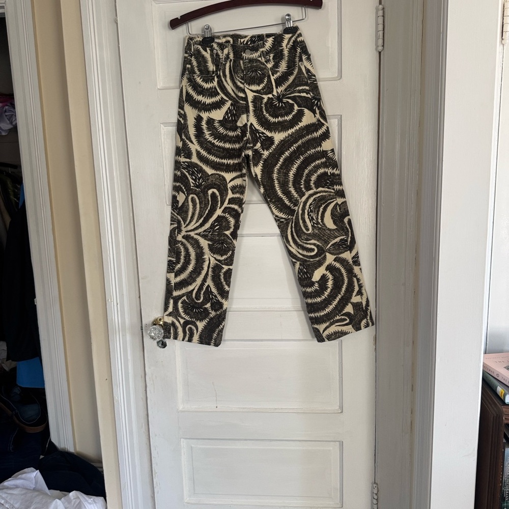 Dries Van Noten Cream and Black Straight Leg Jeans